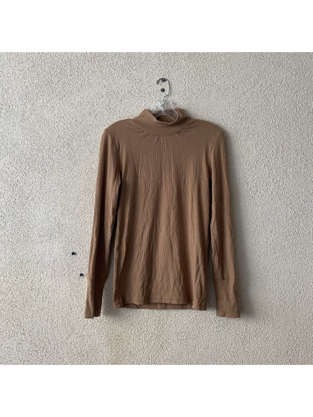 J CREW Womens Top Brown Ribbed Mockneck Sweater Stretch Cotton Size Medium
